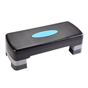 Athletic Works 3-Level Aerobic Step Deck , Adjustable to 4"-6"-8" Heights, Black/Gray/Blue