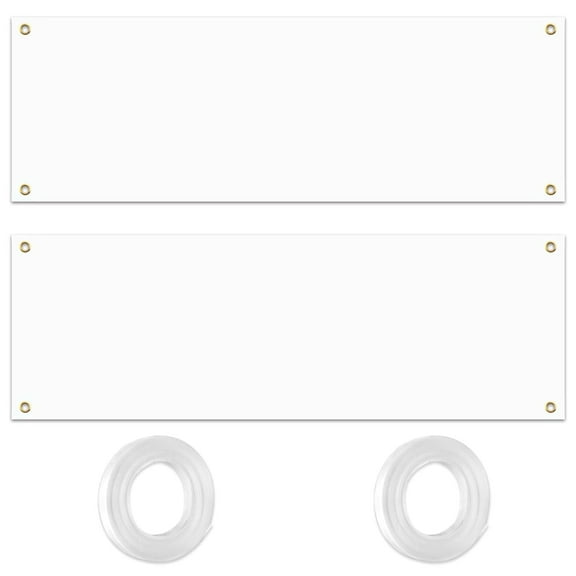 2 Pcs Blank Banner, Boriyuan 2 x 6 Feet White Banner with Hanging Ropes, Empty Banner Signs for School Wedding Birthday Party DIY Painting