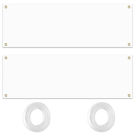 2 Pcs Blank Banner, Boriyuan 2 x 6 Feet White Banner with Hanging Ropes, Empty Banner Signs for School Wedding Birthday Party DIY Painting