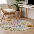 thumbnail image 4 of Sunflower Vintage Round Area Rug 4Ft Washable Circle Rugs for Bedroom Dining Room, Yellow Floral Summer Botanical Retro Art Non-Slip Carpet Floor Mats Indoor Outdoor Carpet Runner Home Decor, 4 of 8