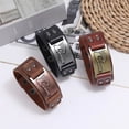 thumbnail image 2 of Battle Axe Leather Bracelet Retro Simple Punk Men's Wide Leather bracelet Hip Hop Jewelry for Men, 2 of 6