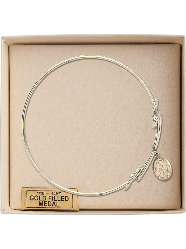 Bonyak Jewelry Round Double Loop Bangle Bracelet w//St Maria Goretti in Gold-Filled