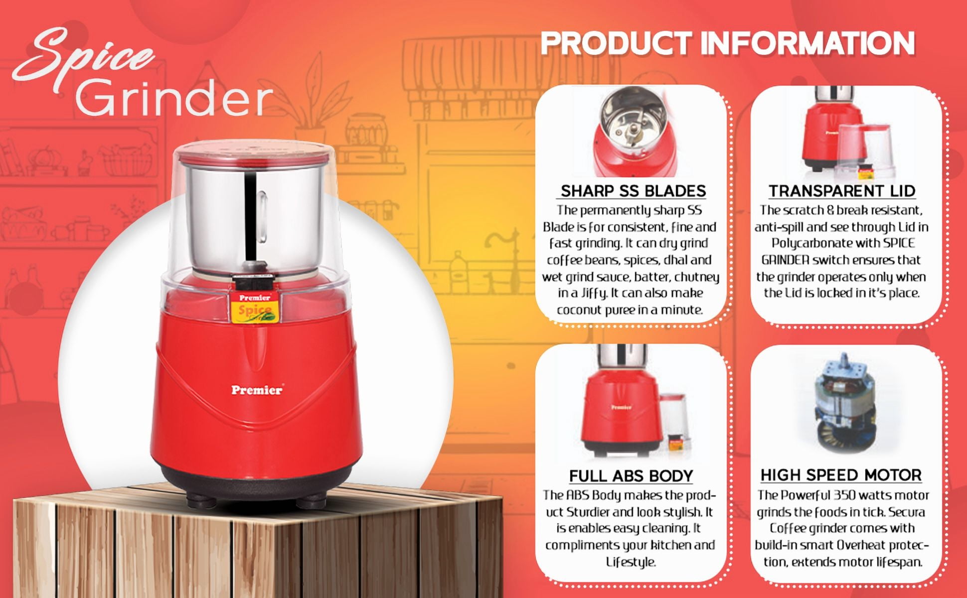 Premier Spice Grinder - KM515 - 110 V - Walmart.com