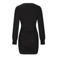 thumbnail image 4 of IROINNID Formal Dress for Women Wedding Guest Evening Party Formal Dress V-neck Slim Long Sleeve Lantern Sleeve Dress,Black, 4 of 6