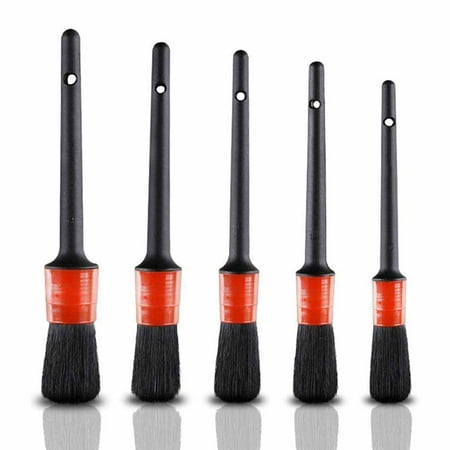 Car Detailing Brush, 5 Pieces Auto Detail Brush Set Car Wash with Soft&No Shed Bristles for Cleaning Car Motorcycle Automotive Wheels, Dashboard, Interior, Exterior, Leather, Air