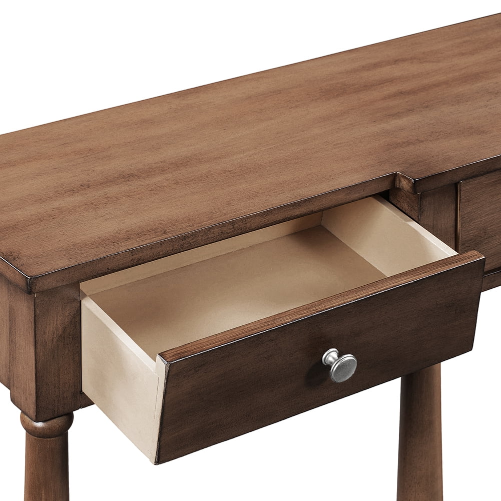 Lowestbest Modern Console Table, Solid Wood Entryway Hall Table with Storage Shelf and Drawer (Brown) Lowestbest Modern Console Table, Solid Wood Entryway Hall Table with Storage Shelf and Drawer (Brown)