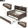 thumbnail image 4 of EUROCO Full Size Captain Bed, Daybed with Trundle and Bookcase, 3 Drawers and Shelf Platform Bed for Kids Teens, Espresso, 4 of 14