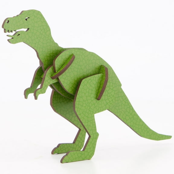 Little & Wood: Woodlet: Medium - Tyrannosaurus Rex - Green, 3D Wooden Kit-Set, Jurassic Dinosaur Puzzle, Easy Assembly T-Rex, Pop Build Fun, Ages 6 