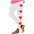thumbnail image 3 of lcziwo Women's Valentines Day Leggings Heart Graphic Print Legging Pants Stretch High Waisted Tummy Control Yoga Pants Full Length Workout Tights White M, Clothes Clearance, 3 of 7