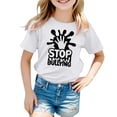 thumbnail image 1 of PMVFHDE Hauts à Manches Courtes pour Filles T-Shirts d'Été pour Filles T-Shirts Graphiques pour Filles T-Shirts Graphiques Manches Courtes Mode Décontractée Respirante Imprimée T-Shirt Blanc, 2-3 Ans, 1 of 4