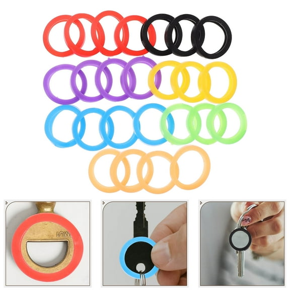 TEHAUX 25PCS Silicone Rubber Key Covers Assorted Colors for Key Organization and