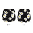 thumbnail image 3 of Yiaed Daisies Flowers Print Women's Running Shorts with Liner 3 Zipper Pockets Elastic Workout Athletic Gym Yoga Shorts-Large, 3 of 7
