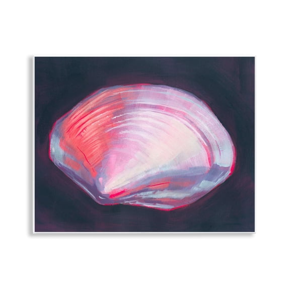 Stupell Industries Pink Clam on Black Animals & Insects Painting Unframed Art Print Wall Art, 14 x 11