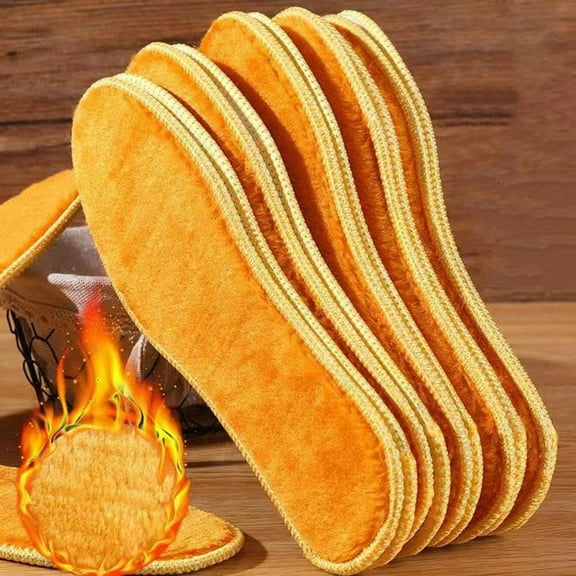 Hevirgo 1 Pair Washable Insoles Deodorize Faux Wool Soft Sweat-absorbing Unisex Warm Shoe Pad for Winter