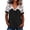 Black, variant on LiuXxxx Women's Lace Trim Blouse V-Neck Puff Sleeve Dressy Tee Red XXL