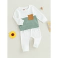 thumbnail image 4 of Elippeo Baby Boys Pants Set 6M 12M 18M 24M 3Y  Long Sleeve Crew Neck Contrast Color Sweatshirt with Elastic Waist Sweatpants Infant Clothes, 4 of 10