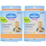 2 Pack Hyland's Baby Vitamin C Tablets, Natural Lemon, 125 Tablets, 65mg Each