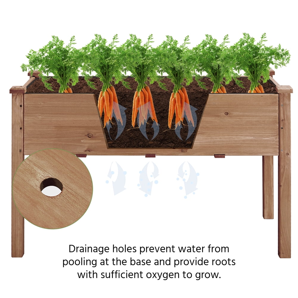 Yaheetech Rectangle Fir Wood Raised Garden Bed Planters,Dark Brown