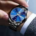 thumbnail image 6 of OLEVS Watches for Men Analog Quartz Dress Business Watch Stainless Steel Classic Casual Luxury Luminous Waterproof Male Mens Wrist Watches Reloj para Hombre Blue Dial, 6 of 14