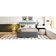 thumbnail image 3 of Gray Upholstered Bed With Twin Trundle And Delicate Stripe Headboard Design Size Fleece Upholstery Wonderful Accent, 3 of 7