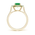 thumbnail image 2 of ANGARA Natural Emerald and Diamond Double Halo Ring in 14K Yellow Gold for Women (Size-6mm) | May Birthstone, Birthday, Anniversary, Jewelry Gift for Women | Natural Emerald Ring, 2 of 7