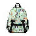 thumbnail image 3 of Multicolor Cat and Flower Green Pattern Cute School Backpack Bag for School with Padded Back and Adjustable Shoulder Straps 15.25"x11.5"x5.25", 3 of 5