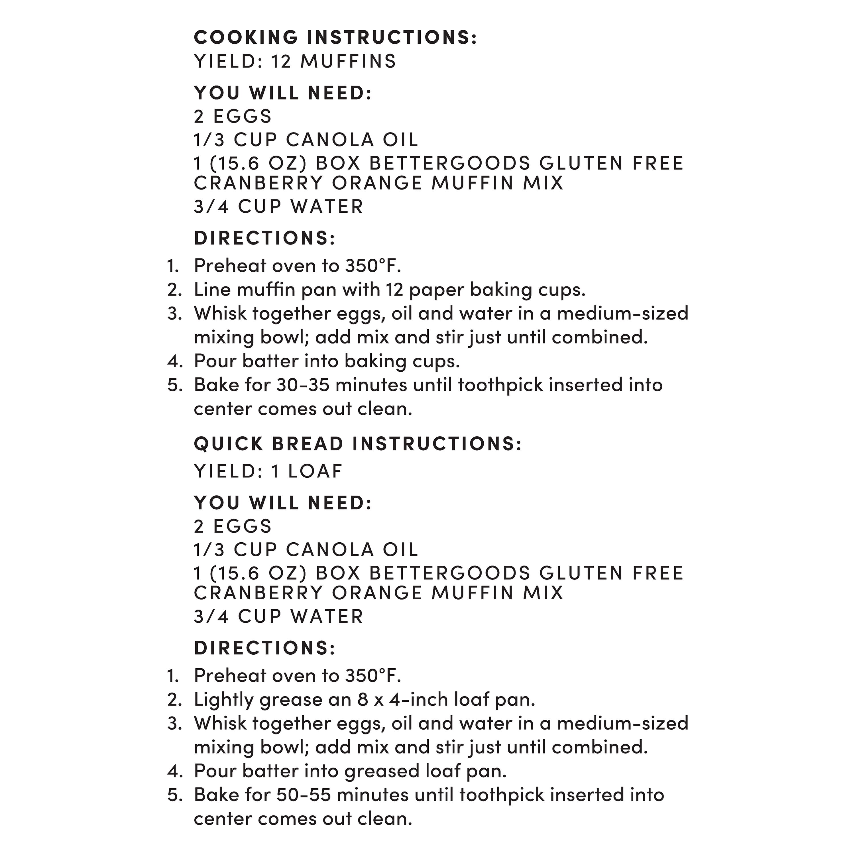 bettergoods Gluten Free Cranberry Orange Muffin Mix, 15.6 oz