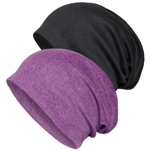 Fashion Cotton Slouchy Beanie Hats, Chemo Headwear for Women Men Soft Lightweight Elastic Sleeping Cap
