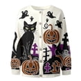 thumbnail image 4 of JUjie Cardigan Sweaters for Women Halloween Button Down Cute Print Knit Outerwear Sweater Season Vintage Womens Halloween Knited Sweater Tops, 4 of 5