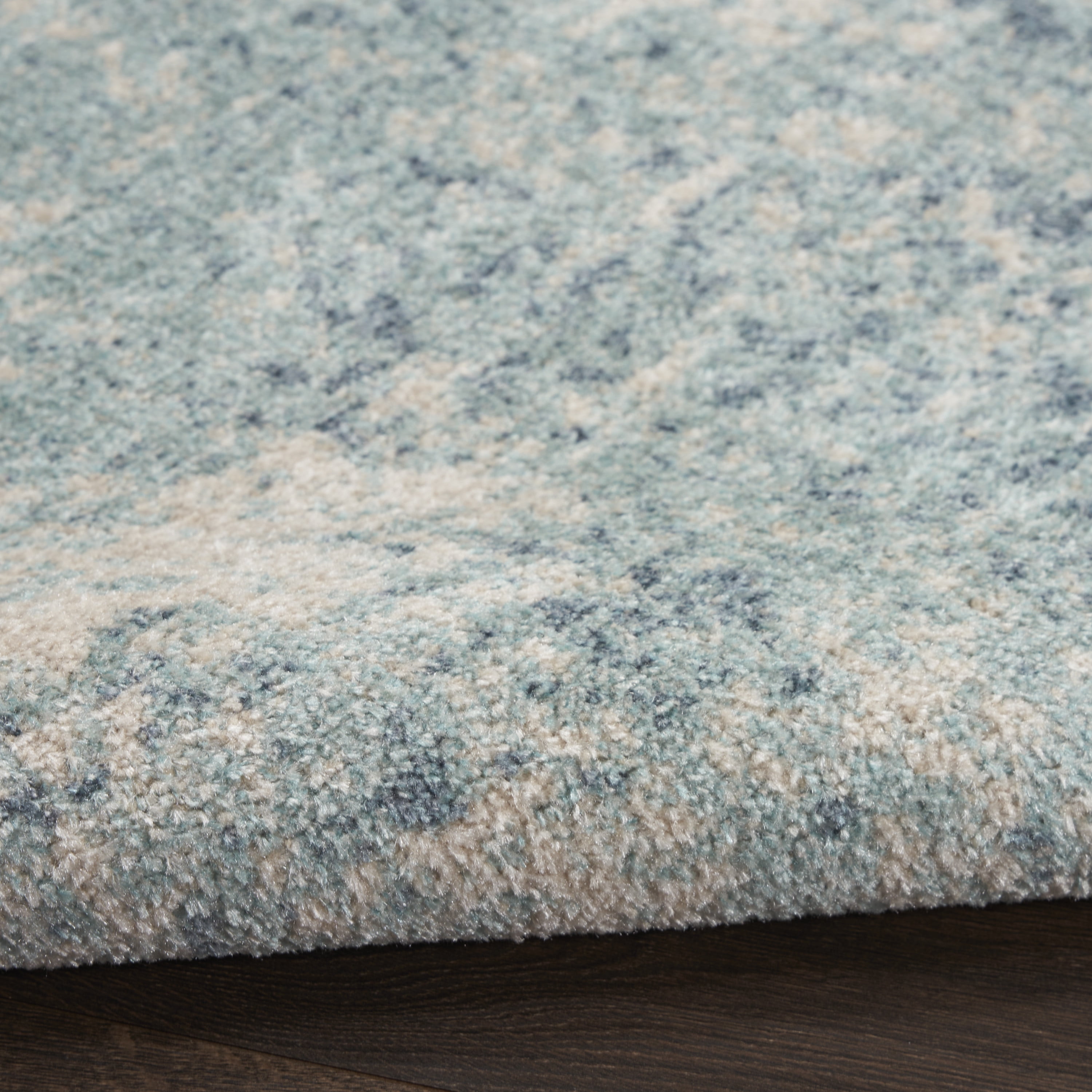 Nourison Astra Machine Washable Abstract Blue Ivory 9' x 12' Area Rug (9x12)