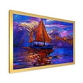 thumbnail image 2 of Designart 'Red Sail Ship On Purple Sunset in Blue Ocean' Nautical & Coastal Framed Art Print, 2 of 4