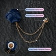 thumbnail image 2 of Uxcell 2-Pack Alfiler de Flor de Rosa para Traje de Hombre con Cadena de Borlas Doradas para Accesorios de Boda para Hombres [Azul Marino], 2 of 7