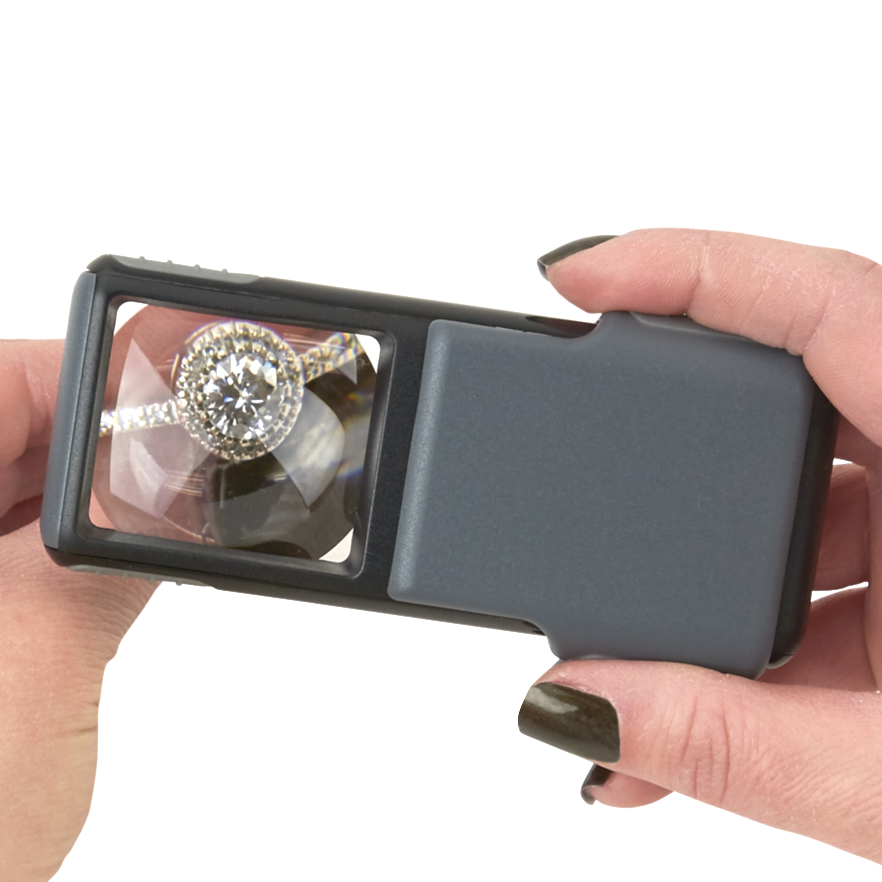 Equate Magnifier Portable 5x Power LED Lighted Aspheric Acrylic Lens Magnifying Glass, Black & Gray