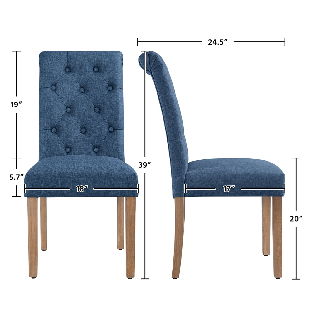 FullFurnique Upholstered Padded Dining Chairs with Adjustable Foot Pads, Set of 2, Blue