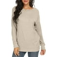 thumbnail image 5 of JuneFish Women Long Sleeve Shirts Casual Tops Dressy Blouses Loose Tunic with Pockets, 5 of 6