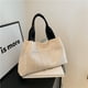 thumbnail image 5 of Bolso de mano tejido para mujer bolso de mano de gran capacidad para ir de compras (Beige negro), 5 of 9