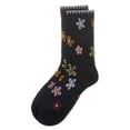 thumbnail image 6 of MeMoi Women's Dancing Daisies Crochet Cuff Crew Socks - Womens - Female, 9-11, Navy, 6 of 6