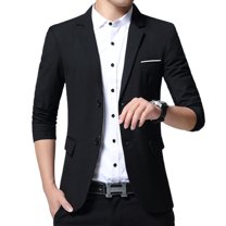 SWSMCLT Men's Single Breasted Casual Suit Separate Sport Coat Slim Fit Blazer Jacket Business Black2 44