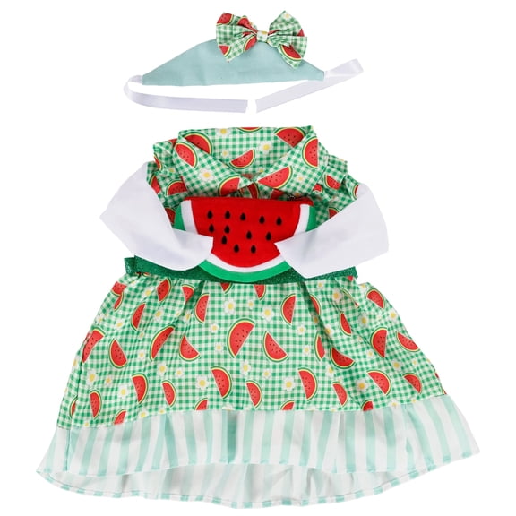 Fits 23" Porch Goose Outfit with Bow Headband Watermelon Strawberry Print Lawn Goose Dress Costume Decorative Spring Summer Garden Statue Dress Up Clothes