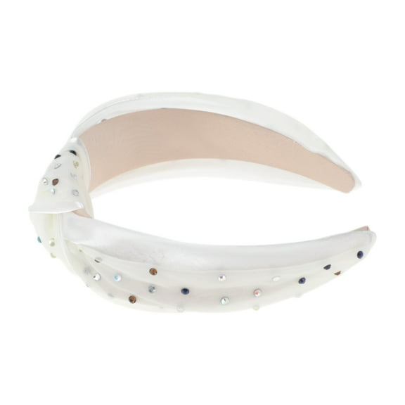 Unique Bargains 1 Pc Cute Colored Diamond Knotted Headband Headbands for Women White