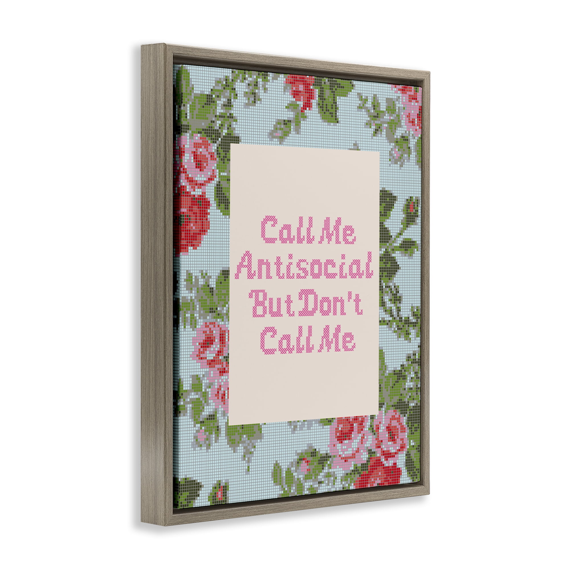 Stupell Industries Don't Call Me Vintage Florals Brown Framed Floater Canvas Wall Art, design by Lil' Rue