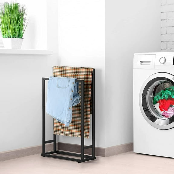 2 Tier Towel Rack for Bathroom Free Standing Towel Holder Stand Blanket Rack