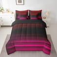 thumbnail image 2 of jejeloiu Vintage Geometric Striped 7pcs Bedding Comforter Set,Modern Abstract Art Queen Bedding Sets,Red Pink Ombre Queen Sheet Sets For Men Women,Luxury Bedroom Decor Reversible, 2 of 8