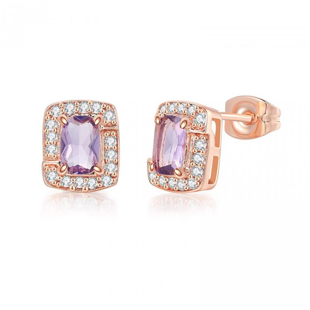 Daisyyozoid Wholesale Multicolor Earrings Color Zircon Single Full Diamond, Crystal Earrings(Platinum Rectangle)