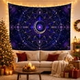 thumbnail image 3 of Crescent Moon Mandala Scene with Stars and Nebulas, Mystical Celestial Style for Astrology Fans, Wall Decor, Housewarming Gift, Tapestry Wall Hanging for Bedroom and Dorm, 3 of 7