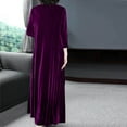 thumbnail image 6 of OSFVNOXV Fall Wedding Guest Dress for Women Long Sleeve Velvet Maxi Dress Loose Fit Shift Dress for Evening Birthday Party, 6 of 6