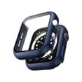 thumbnail image 1 of 2pcs Fashionable Unisex Black Pc Smart Watch Case 2-in-1 Ultra-thin Tempered Glass Screen Protector Film And Case, Compatible With Apple Watch Cover 38/40/41/42/44/45mm, Compatible With Se/9/8/7/6/5/4, 1 of 4
