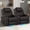 PU Brown, variant on Set of 2 Power Recliner Chair with Heat and Massage, PU Leather Home Theater Seating with LED Lights/Cup Holders/Side Pocket/USB Port, Reclining Sofa Chair for Living Room