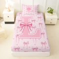 thumbnail image 3 of Erosebridal Pink L Personalized Initial Twin Sheet Sets 3pcs For Girls Teens,Kawaii Ribbon Bow Knot Girl Bedding, 3 of 5