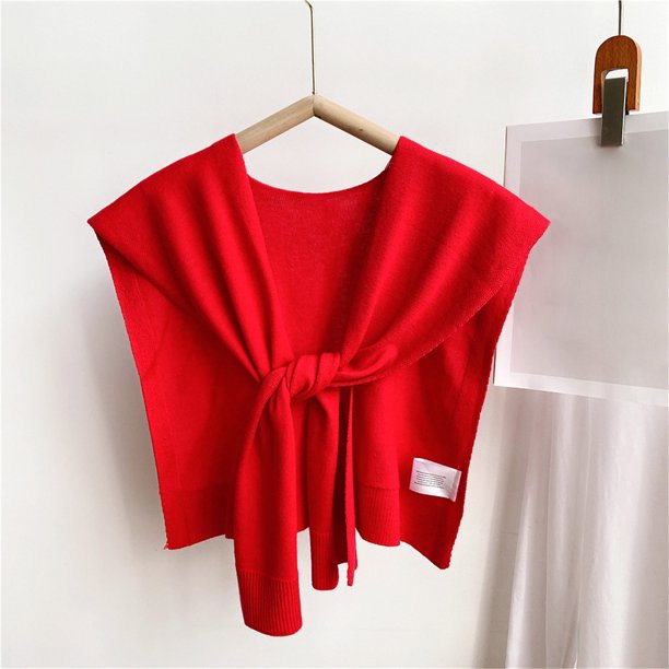 Chal pequeño de punto de color liso para mujer, abrigo para primavera y otoño, chal camisero para mujer